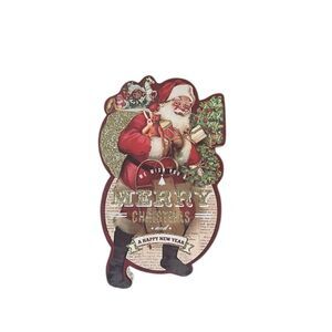 Vintage Santa Christmas Holiday & Happy New Year Storage Gift Box